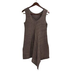 Skif Skifo Womens Asymmetric Knit Sleeveless Tunic Brown Lagenlook Chunky Cozy